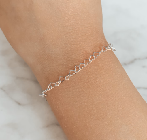 silver interlocking hearts bracelet for child